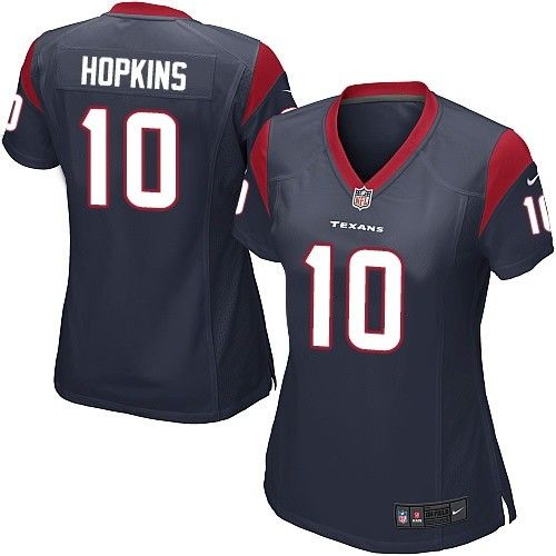 Nike Texans #10 DeAndre Hopkins Navy Blue Team Color Women's Stitched NFL Elite Jersey